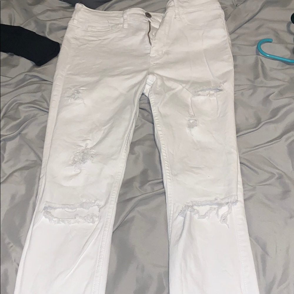 Hollister white high rise super skinny jeans